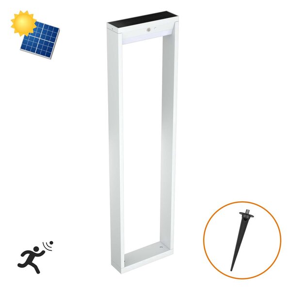 Paletto da giardino Solare Bianco con Sensore di Mov. 80cm serie VELA Colore Bianco Naturale 4.000K