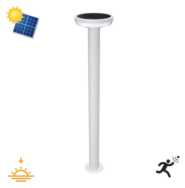 Paletto da giardino Solare Bianco 80cm con Sensore Mov. e Picchetto Colore Bianco Naturale 4.000K