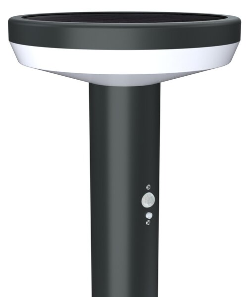 Paletto da giardino Solare Nero 80cm con Sensore Movimento e Picchetto Colore Bianco Naturale 4.000K