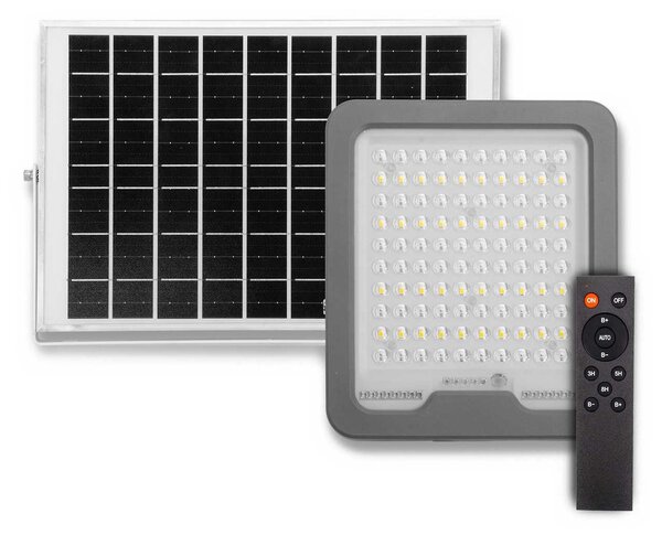 Faro LED Solare 100W IP66 Telecomando Incluso 1.500 lumen - SERIE PRO Colore Bianco Naturale 4.000K
