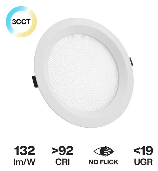 Faro LED da Incasso 42W IP54 Foro Ø210mm UGR19 con driver Philips Colore Bianco Variabile CCT