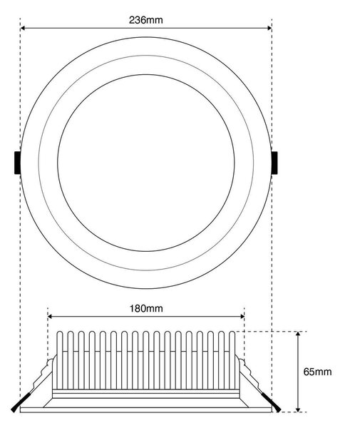 Faro LED da Incasso 42W IP54 Foro Ø210mm UGR19 con driver Philips Colore Bianco Variabile CCT