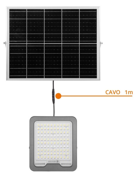 Faro LED Solare 200W IP66 Telecomando Incluso 3.000 lumen - SERIE PRO Colore Bianco Naturale 4.000K