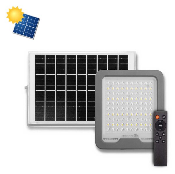 Faro LED Solare 100W IP66 Telecomando Incluso 1.500 lumen - SERIE PRO Colore Bianco Naturale 4.000K