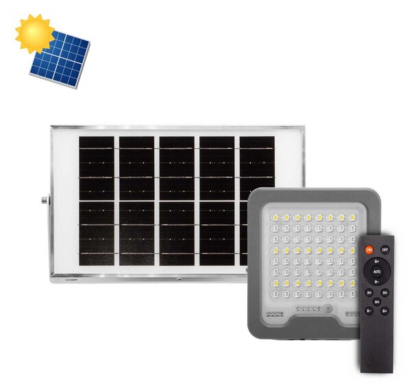 Faro LED Solare 50W IP66 Telecomando Incluso 1.000 lumen - SERIE PRO Colore Bianco Naturale 4.000K