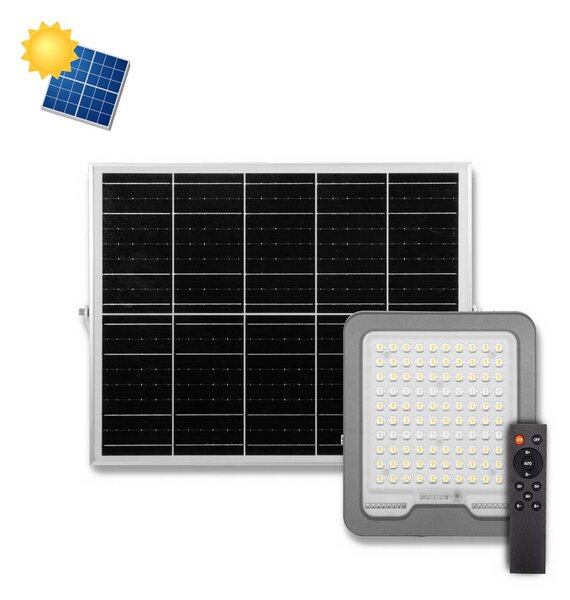 Faro LED Solare 200W IP66 Telecomando Incluso 3.000 lumen - SERIE PRO Colore Bianco Naturale 4.000K