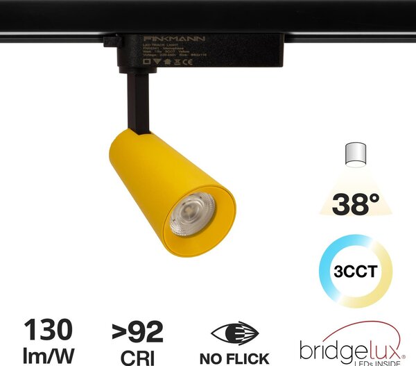 Faro LED 15W Monofase Giallo CRI92 Bianco Variabile 38° - Bridgelux LED Colore Bianco Variabile CCT