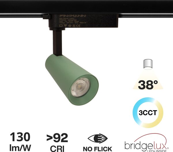 Faro LED 15W Monofase Verde CRI92 Bianco Variabile 38° - Bridgelux LED Colore Bianco Variabile CCT