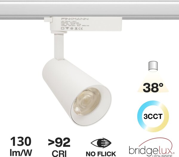 Faro LED 30W Monofase 38° Bianco Variabile CCT CRI92 - Bridgelux LED Colore Bianco Variabile CCT