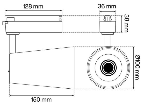 Faro LED 40W Monofase Verde CRI92 Bianco Variabile 38° - Bridgelux LED Colore Bianco Variabile CCT