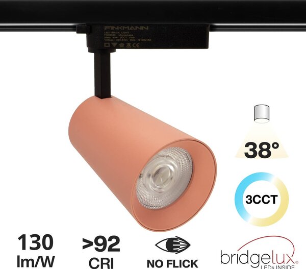 Faro LED 40W Monofase Rosa CRI92 Bianco Variabile 38° - Bridgelux LED Colore Bianco Variabile CCT