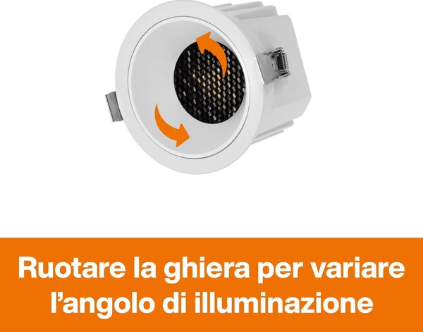 Faro da Incasso Bianco 12W Foro Ø75mm CCT 15°-55° con driver Philips Colore Bianco Variabile CCT