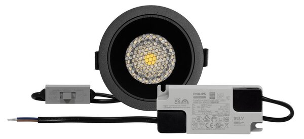 Faro da Incasso Nero 12W Foro Ø75mm CCT 15°-55° con driver Philips Colore Bianco Variabile CCT