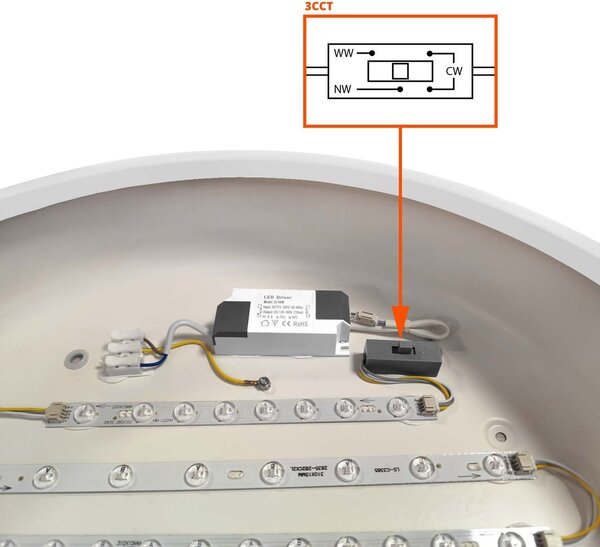 Plafoniera LED Rotonda 36W CCT Ø450mm Bianco