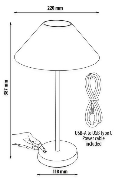 Lampada da Tavolo Ricaricabile 1.5W Bianco Caldo Dimmerabile - Bianca