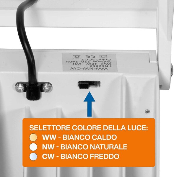 Faro LED 44W Rettangolare Trifase CRI92 CCT Bianco con driver Philips Colore Bianco Variabile CCT