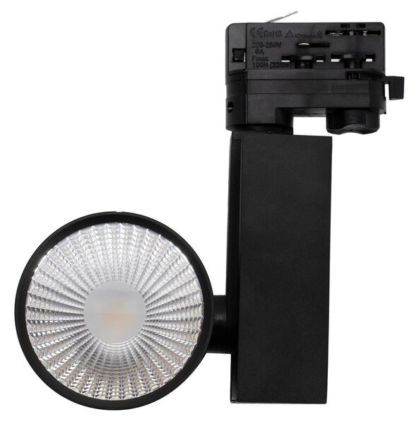 Faro LED 40W Binario Trifase Nero CRI92 100° Bridgelux LED Colore Bianco Caldo 2.700K