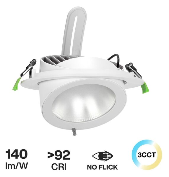 Faro LED da Incasso 42W Orientabile Foro Ø210mm con driver Philips Colore Bianco Variabile CCT