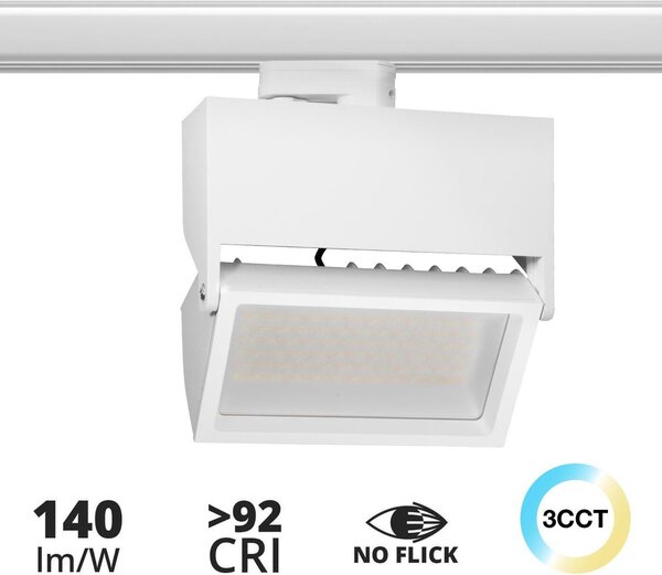 Faro LED 44W Rettangolare Trifase CRI92 CCT Bianco con driver Philips Colore Bianco Variabile CCT