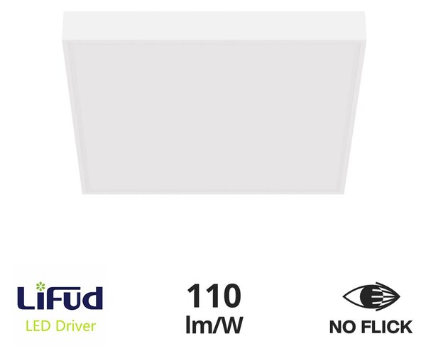 Plafoniera LED 60x60 40W IP40 No-Flickering - LIFUD Driver Colore Bianco Naturale 4.000K