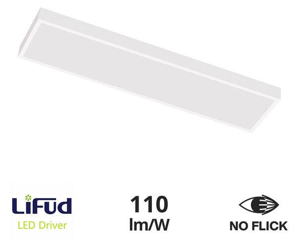 Plafoniera LED 120x30 40W IP40 No-Flickering - LIFUD Driver Colore Bianco Freddo 6.000K
