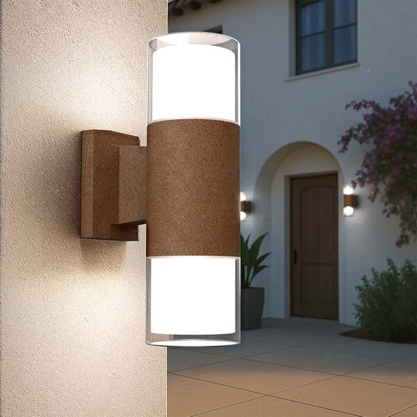 Applique Cilindrica Bidirezionale Corten IP54 con 2 basi GU10