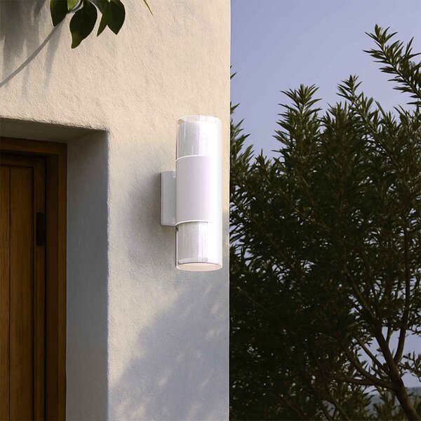 Applique Cilindrica Bidirezionale Bianca IP54 con 2 basi GU10