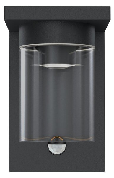 Applique Nera IP54 con Base E27 e Sensore di Movimento - Serie RIGA