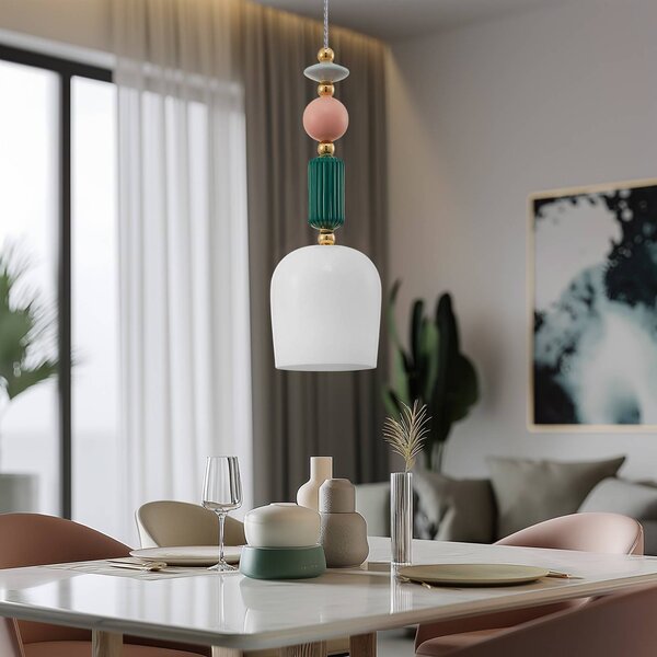 Lindby lampada a sospensione Ysoria, grigio/rosa/verde
