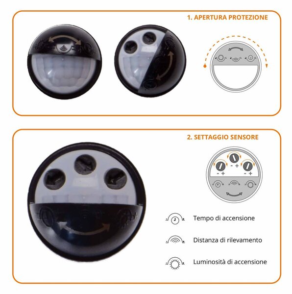 Applique Bianca E27 con Sensore di Movimento IP54 - Serie VIMO