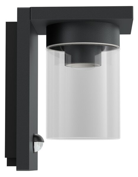 Applique Nera IP54 con Base E27 e Sensore di Movimento - Serie RIGA