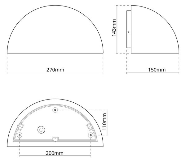 Applique Curva Monodirezionale con base E27 IP54 Corten - Serie BRINA