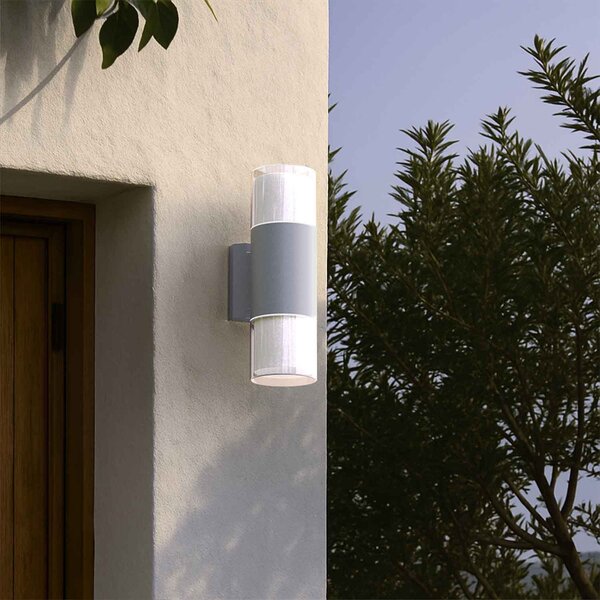 Applique Cilindrica Bidirezionale Grigia IP54 con 2 basi GU10
