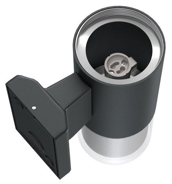Applique Cilindrica Bidirezionale Nera IP54 con 2 basi GU10