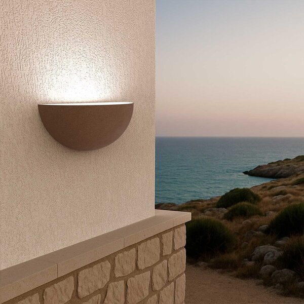 Applique Curva Monodirezionale con base E27 IP54 Corten - Serie BRINA