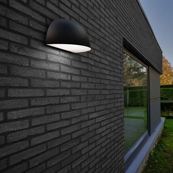 Applique Curva Monodirezionale con base E27 IP54 Nera - Serie BRINA