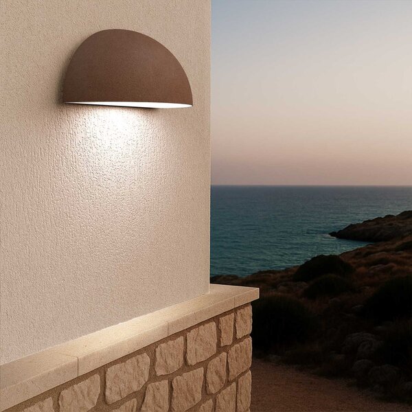 Applique Curva Monodirezionale con base E27 IP54 Corten - Serie BRINA