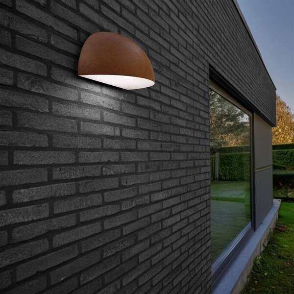Applique Curva Monodirezionale con base E27 IP54 Corten - Serie BRINA