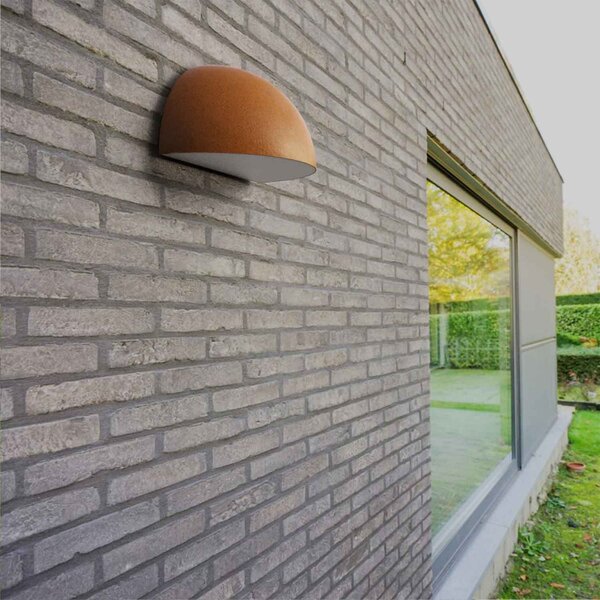 Applique Curva Monodirezionale con base E27 IP54 Corten - Serie BRINA