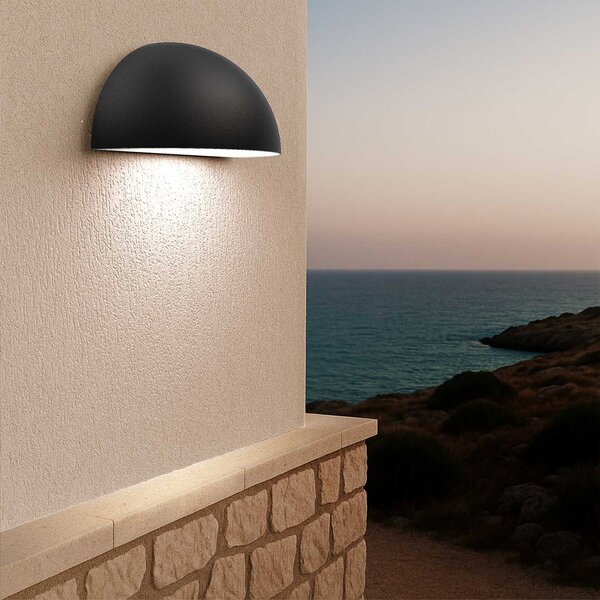Applique Curva Monodirezionale con base E27 IP54 Nera - Serie BRINA
