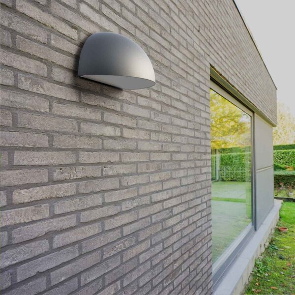 Applique Curva Monodirezionale con base E27 IP54 Grigia - Serie BRINA