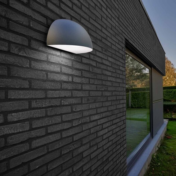 Applique Curva Monodirezionale con base E27 IP54 Grigia - Serie BRINA