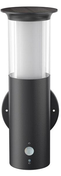 Applique Solare Nera in Acciaio con Sensore di Movimento IP54 Colore Bianco Naturale 4.000K