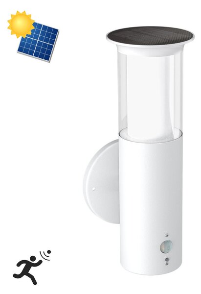 Applique Solare Bianca in Acciaio con Sensore di Movimento IP54 Colore Bianco Naturale 4.000K