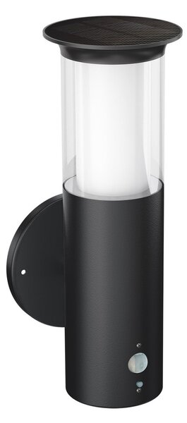 Applique Solare Nera in Acciaio con Sensore di Movimento IP54 Colore Bianco Naturale 4.000K