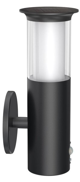 Applique Solare Nera in Acciaio con Sensore di Movimento IP54 Colore Bianco Naturale 4.000K