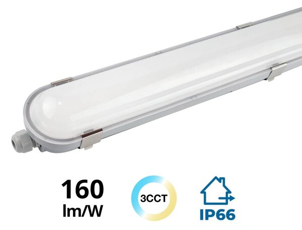 Plafoniera LED 150cm 55W IP66 CCT 8.800lm 160lm/W - con driver Osram Icutronic Colore Bianco Variabile CCT