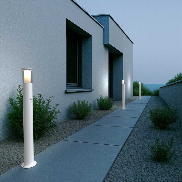 Paletto Solare 80cm in Acciaio Bianco con Sensore Movimento e Picchetto Colore Bianco Naturale 4.000K