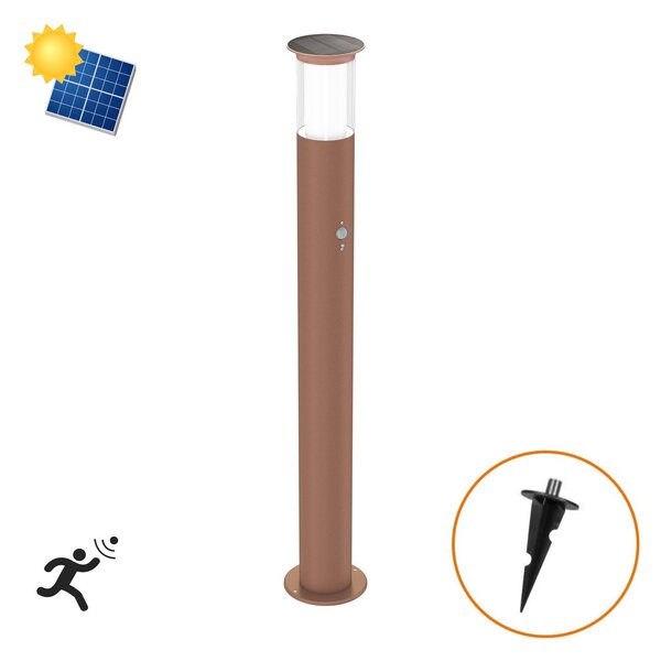 Paletto Solare 80cm in Acciaio Corten con Sensore Movimento e Picchetto Colore Bianco Naturale 4.000K
