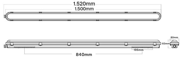 Plafoniera LED 150cm 55W IP66 CCT 8.800lm 160lm/W - con driver Osram Icutronic Colore Bianco Variabile CCT
